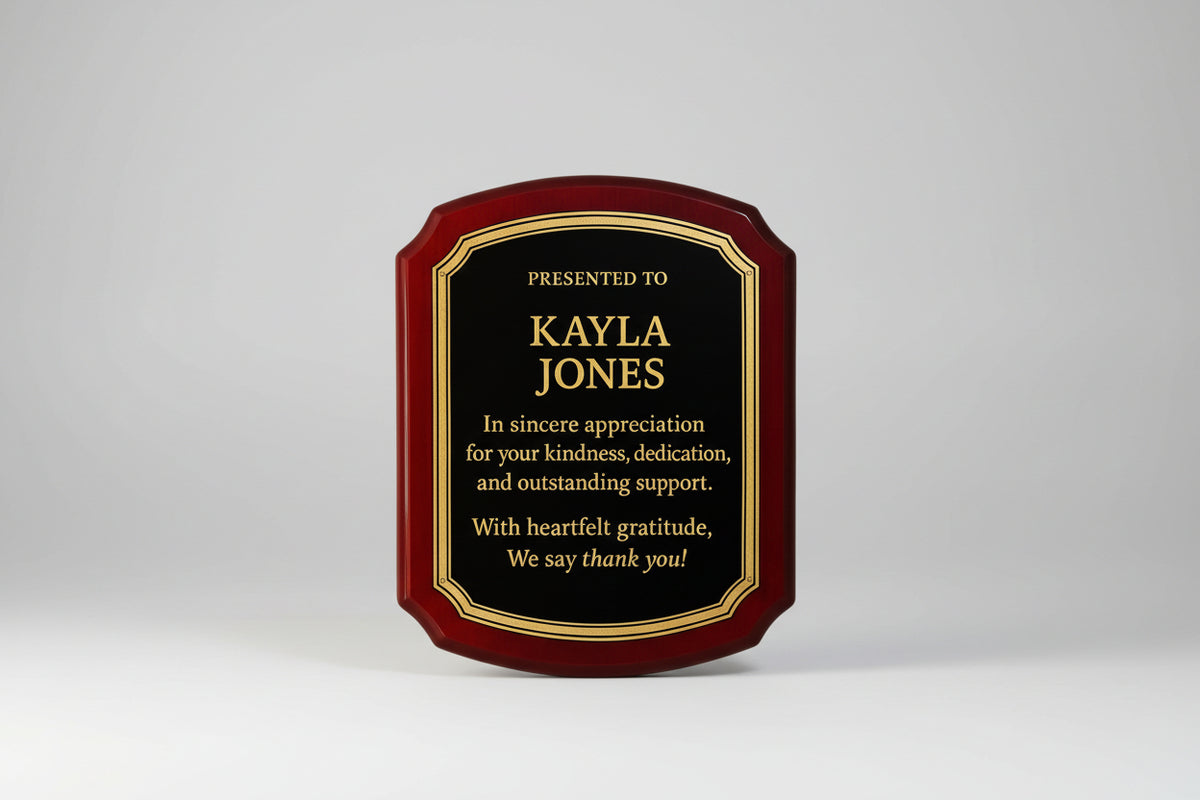 Custom Wooden Award Plaque - 10"x13" Elegant Recognition Gift