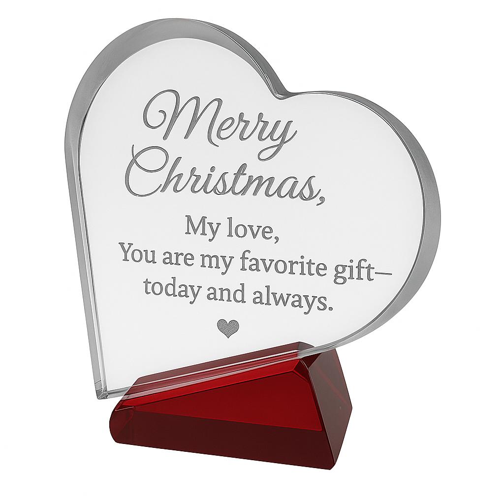 7" Heart Crystal Keepsake - Personalized Laser Engraved Gift