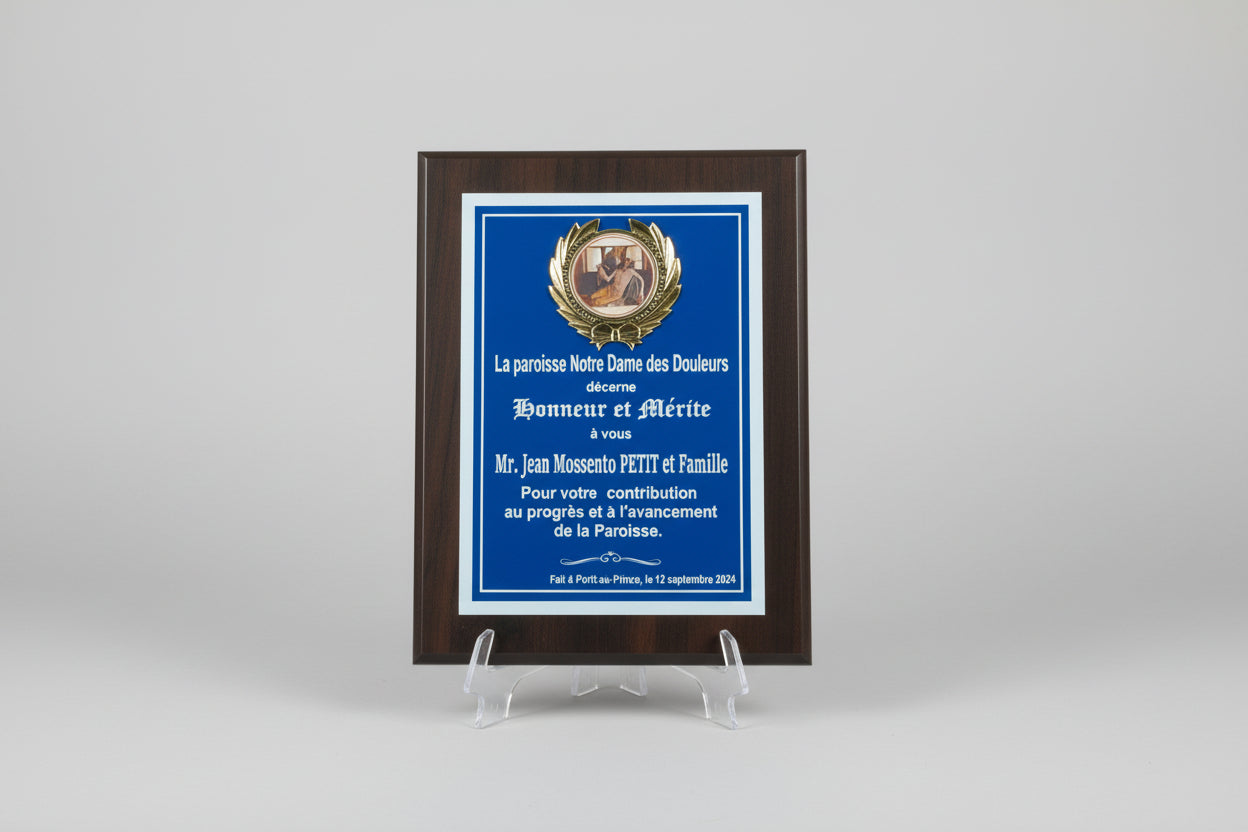 Wooden Plaques with Metal Plate