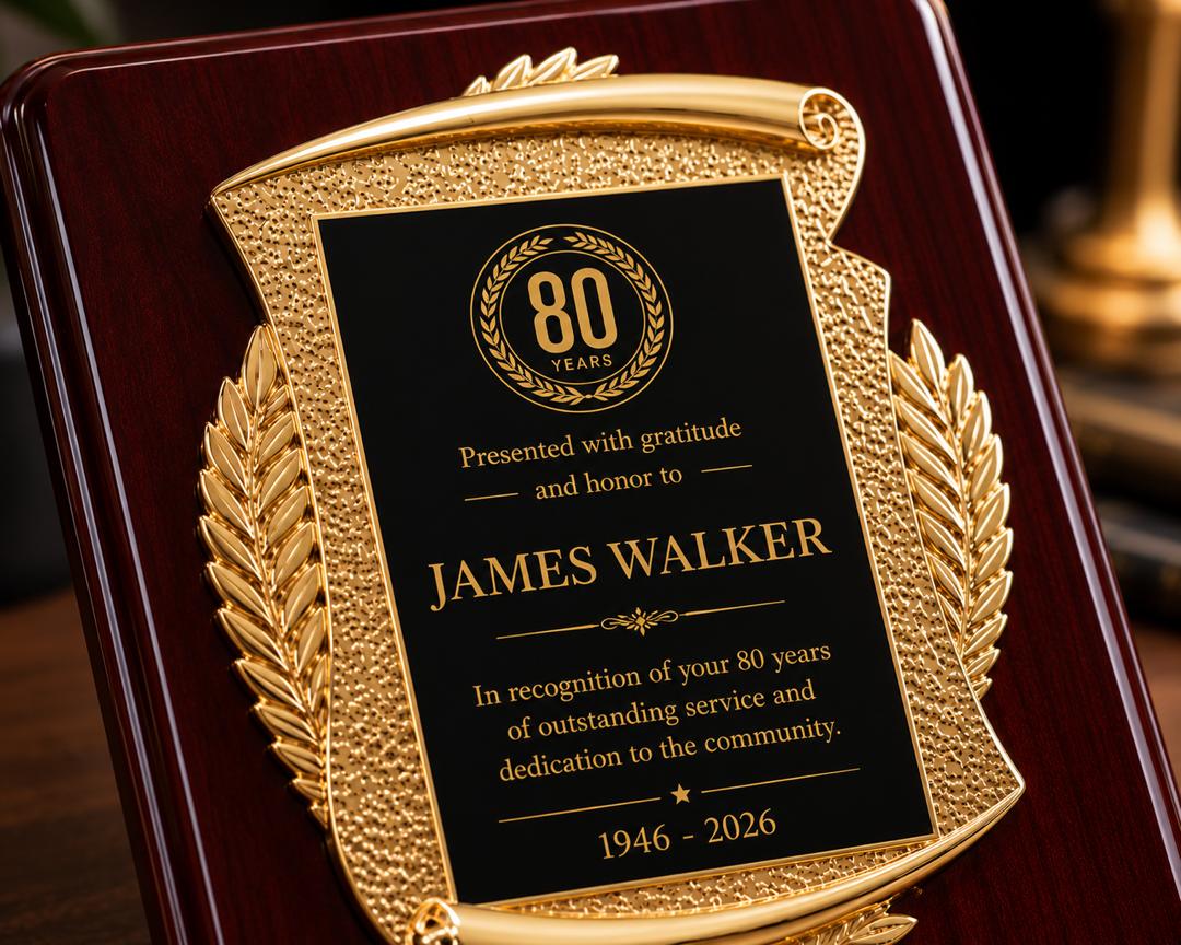 Personalized Gold Award Plaque - Custom Recognition Gift