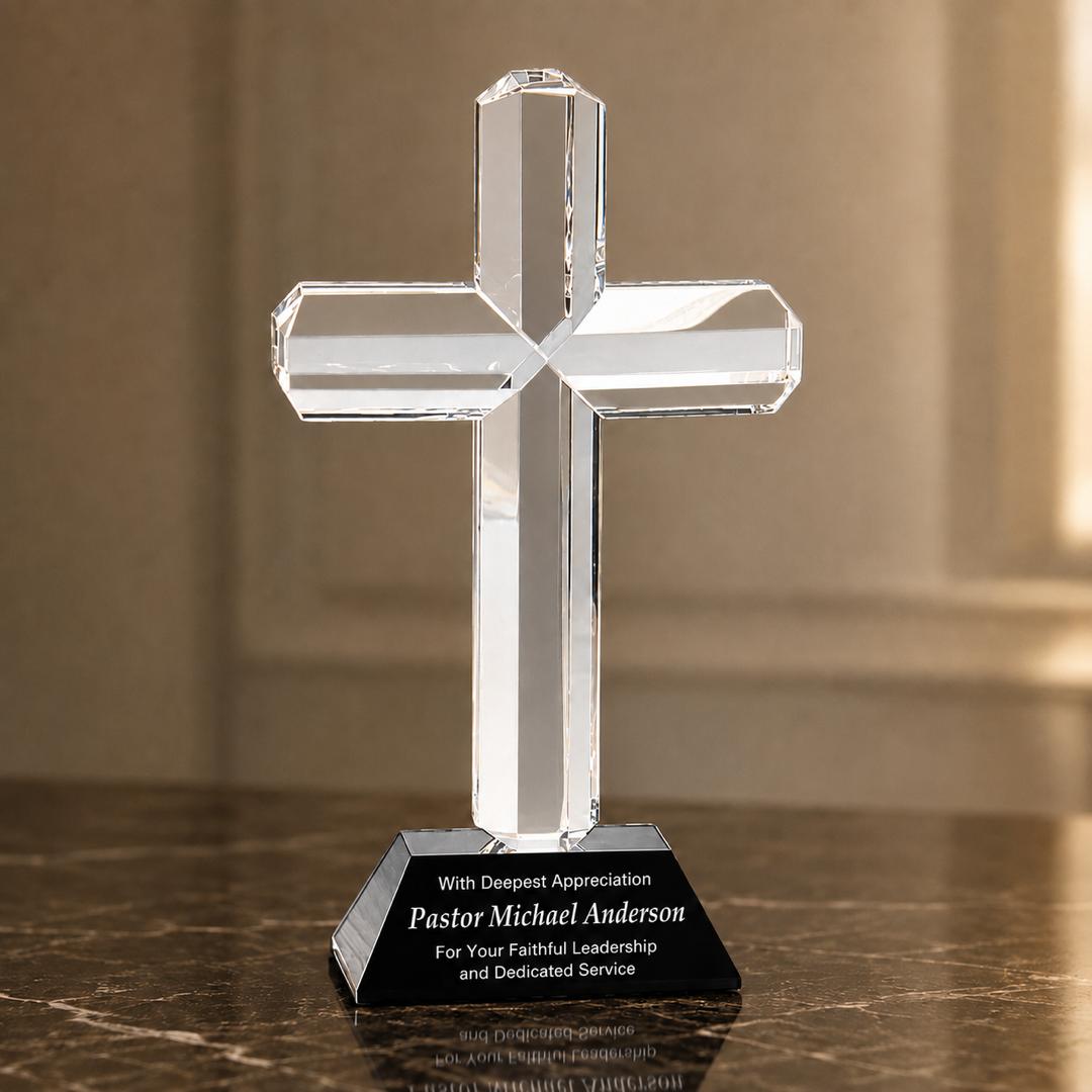Personalized Crystal Cross Award - 8.5 Inch