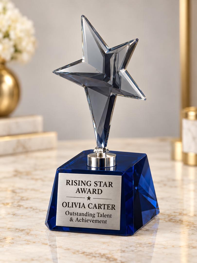 Personalized Crystal Star Trophy - 3"x6"