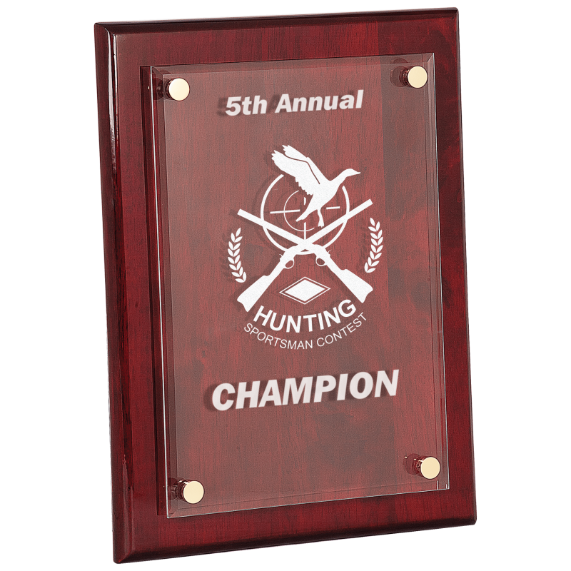 9x12" Wood & Acrylic Recognition Plaque- Laser Engraved FPA2912 Brown
