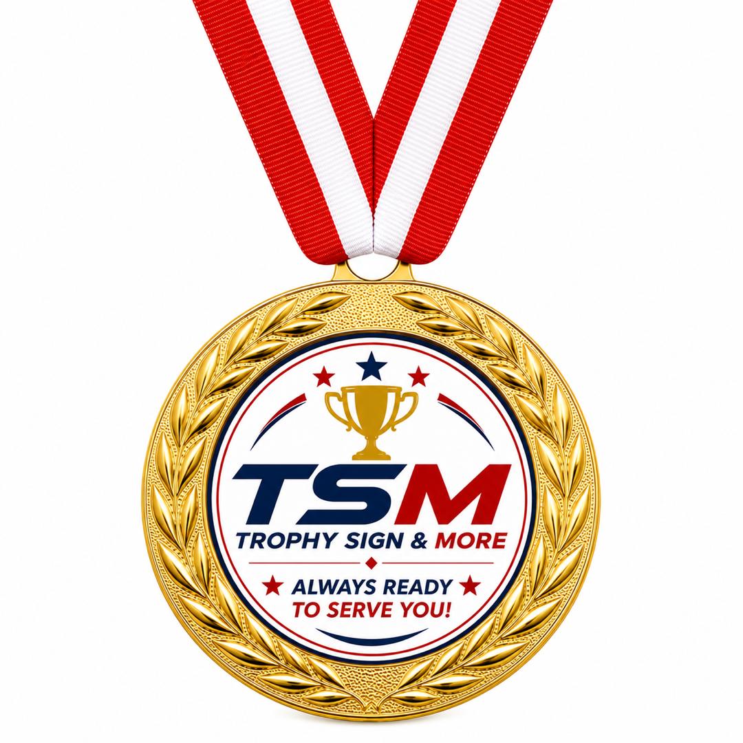 Custom Award Medal with 2" Printable Insert - Personalized Gold Medal with Ribbon