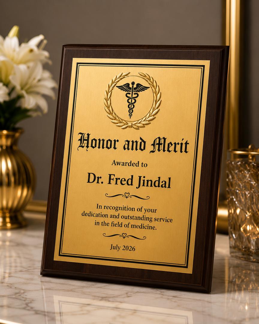 Premium Custom Wooden Award Plaques with Metal Plate