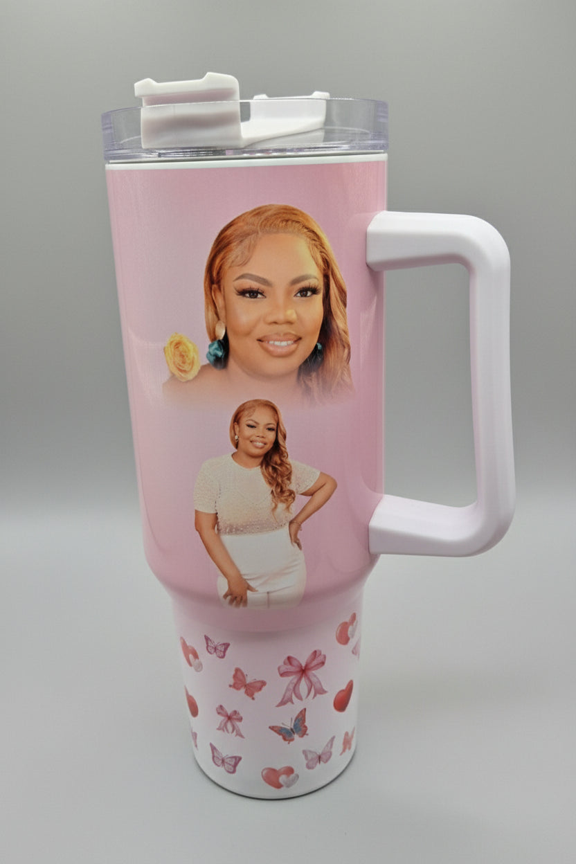40 oz Personalized Tumbler- Custom Message & Photo  White / 40 oz / Drinkware