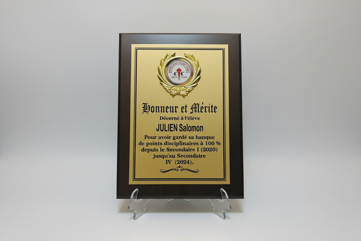 Wooden Plaques with Metal Plate