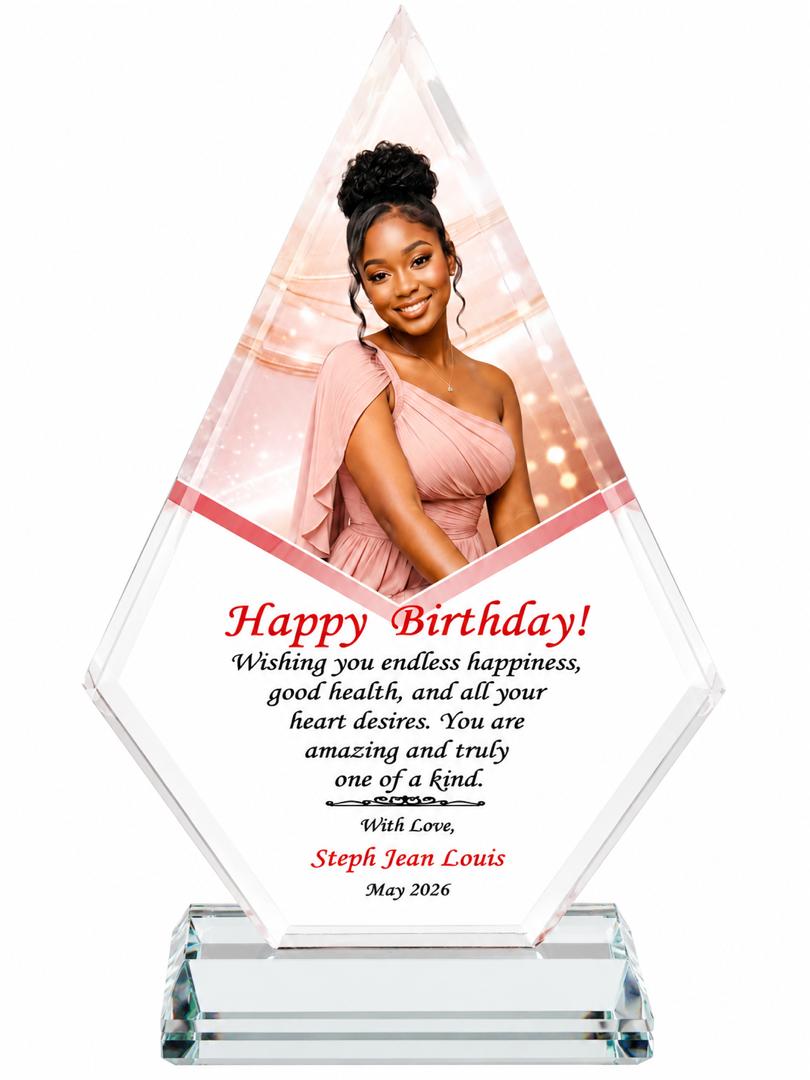 8.5" Personalized Crystal Award Plaque - Custom Photo Gift for All Occasions