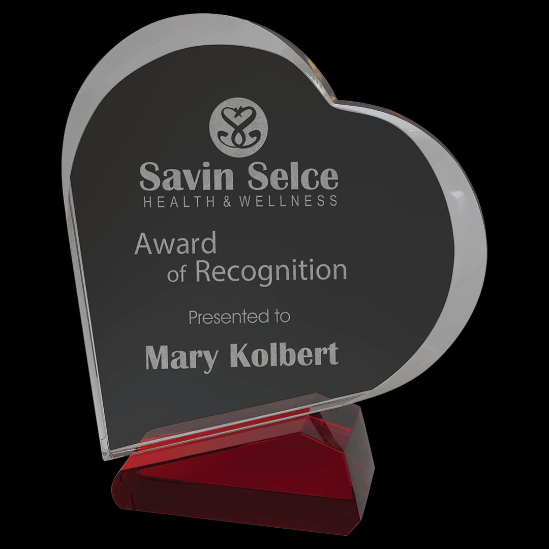 7" Heart Crystal Keepsake - Personalized Laser Engraved Gift
