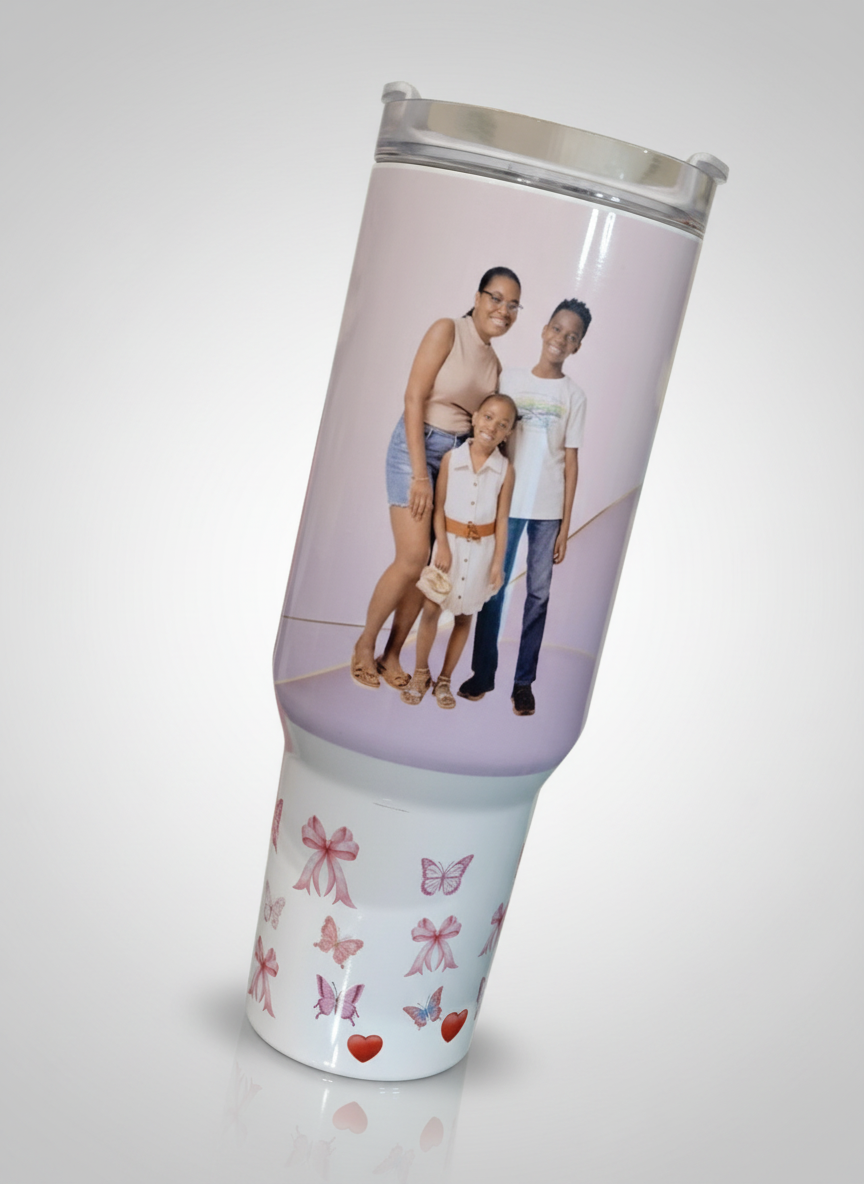 40 oz Personalized Tumbler- Custom Message & Photo  White / 40 oz / Drinkware