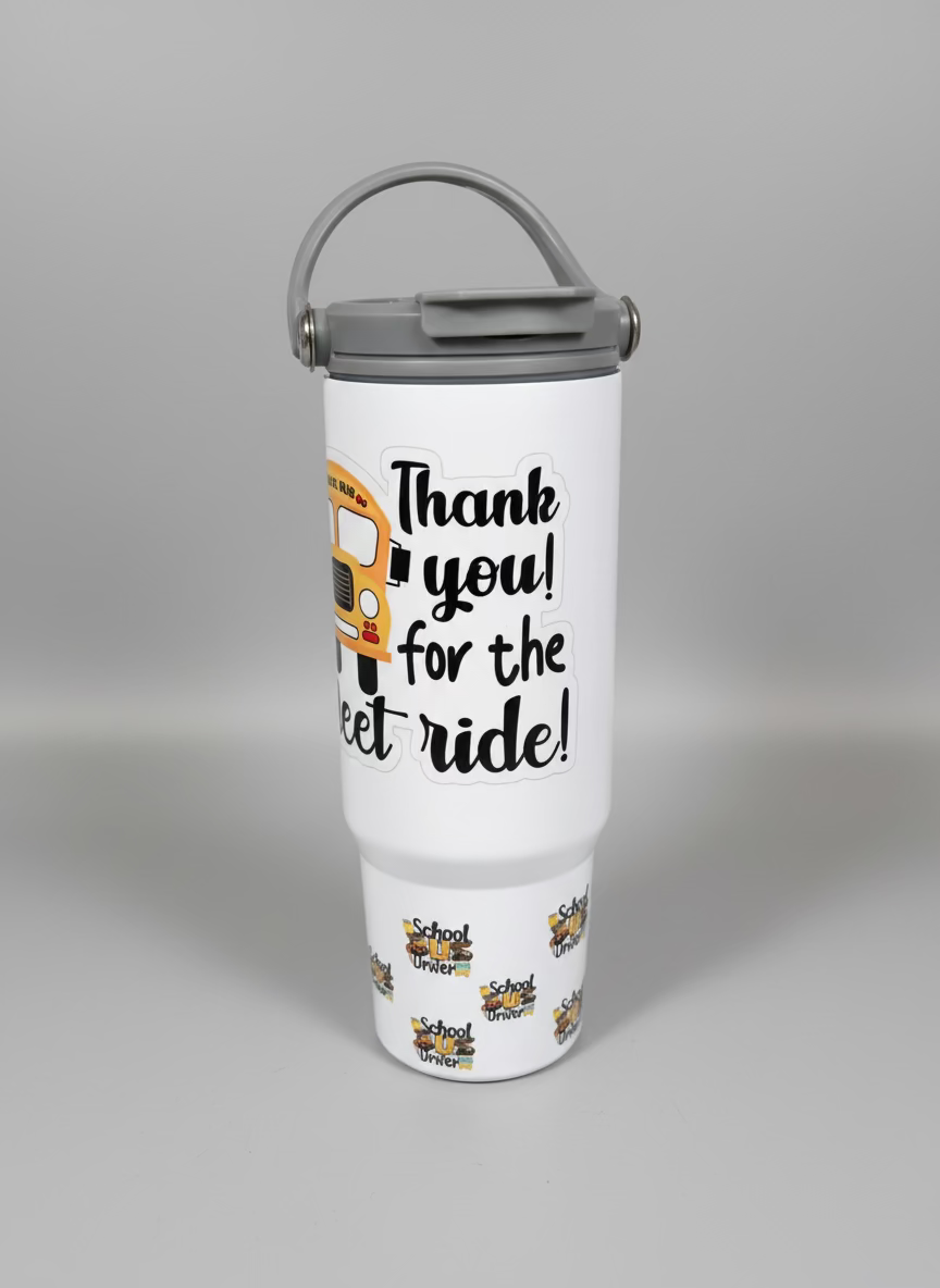 30 oz Custom Tumbler with Handle and Straw Lid