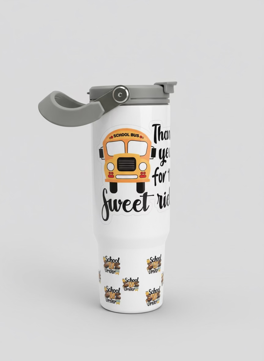 30 oz Custom Tumbler with Handle and Straw Lid