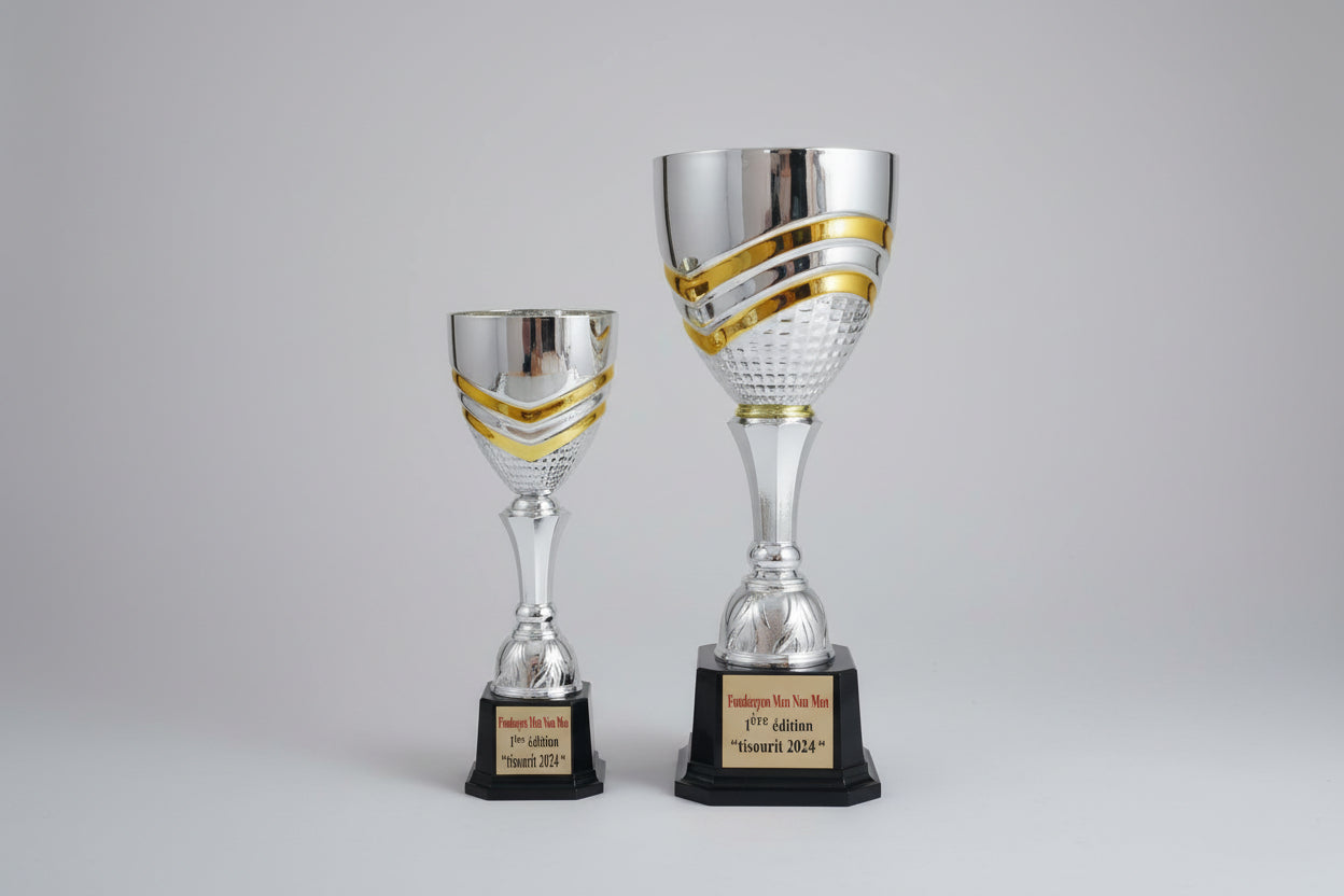 Elegant Silver Trophy with Gold Touches