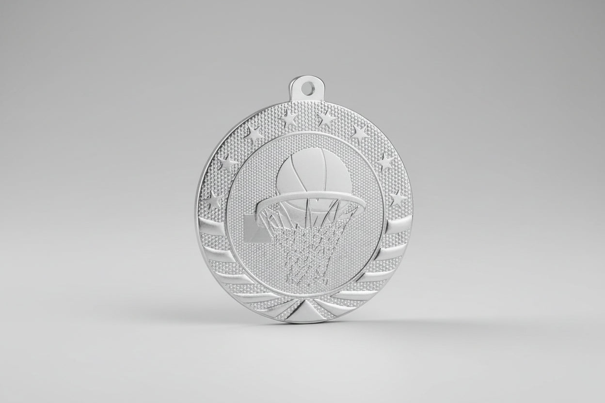 Basketball Medal - Gold or Silver - 2"