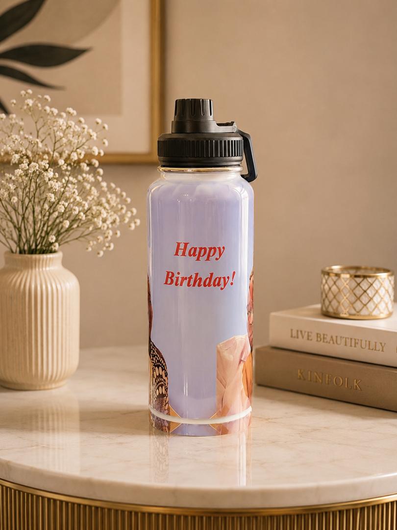 Personalized 32 oz stainless Steel Water Bottle - Custom Printed Design