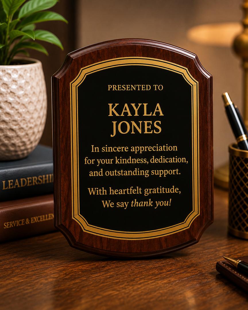 Custom Wooden Award Plaque - 10"x13" Elegant Recognition Gift