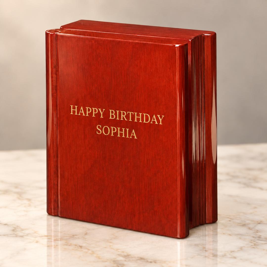 Personalized Wooden Book Clock - Custom keepsake Gift - 5 3/8-Inch