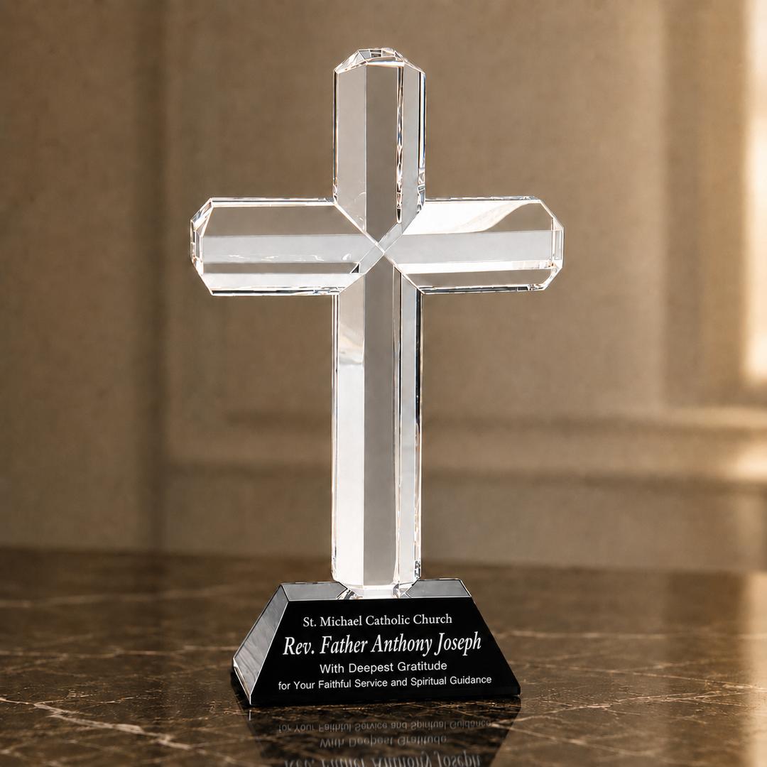 Personalized Crystal Cross Award - 8.5 Inch