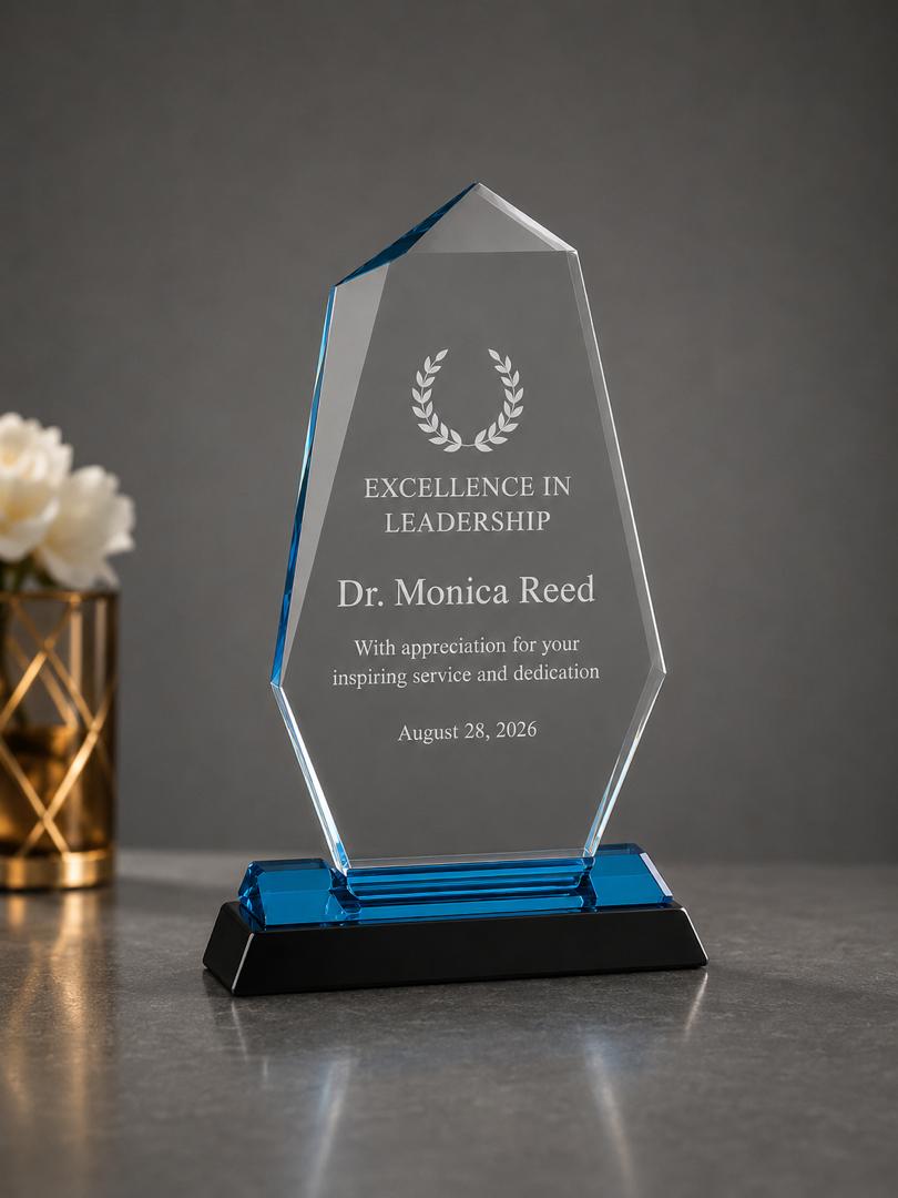 Personalized Octagon Acrylic  Award - Custom Engraved, 9"