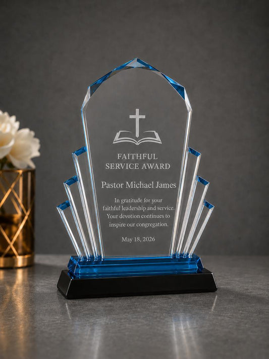 Personalized Art Deco Acrylic Award - Custom Engraved, 8"