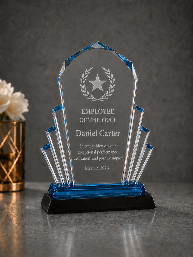 Personalized Art Deco Acrylic Award - Custom Engraved, 8"