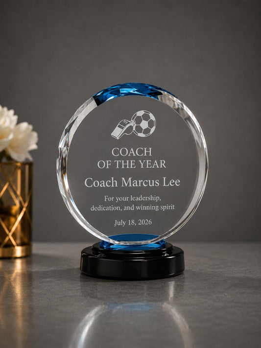 Personalized Round Acrylic Award - Custom Engraved, 8"