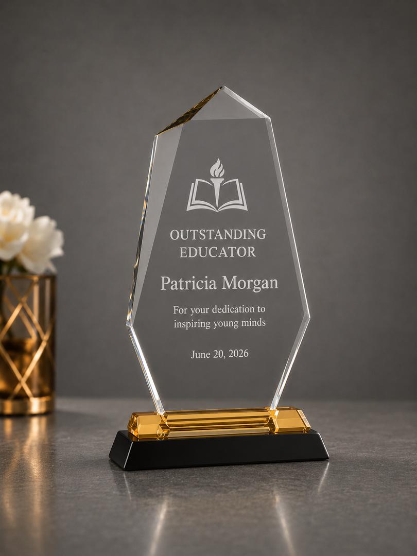 Personalized Octagon Acrylic  Award - Custom Engraved, 9"