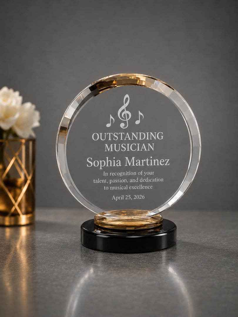 Personalized Round Acrylic Award - Custom Engraved, 8"