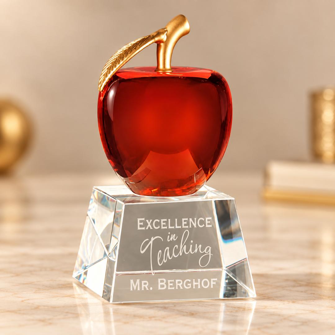 6-Inch Personalized Red Apple Award