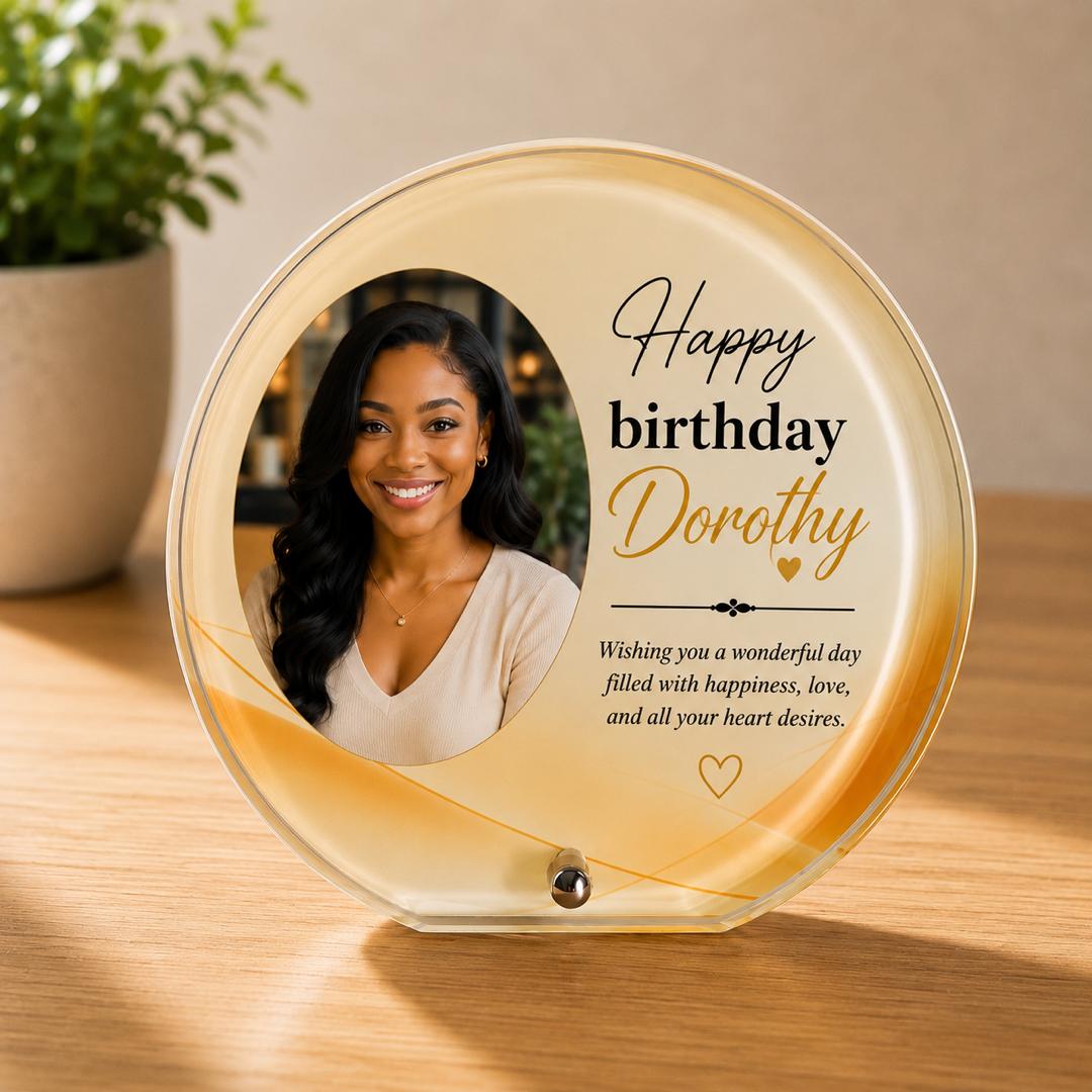 Personalized crystal birthday photo plaque for her
