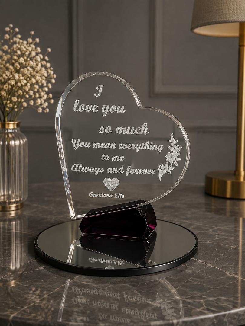 7" Heart Crystal Keepsake - Personalized Laser Engraved Gift