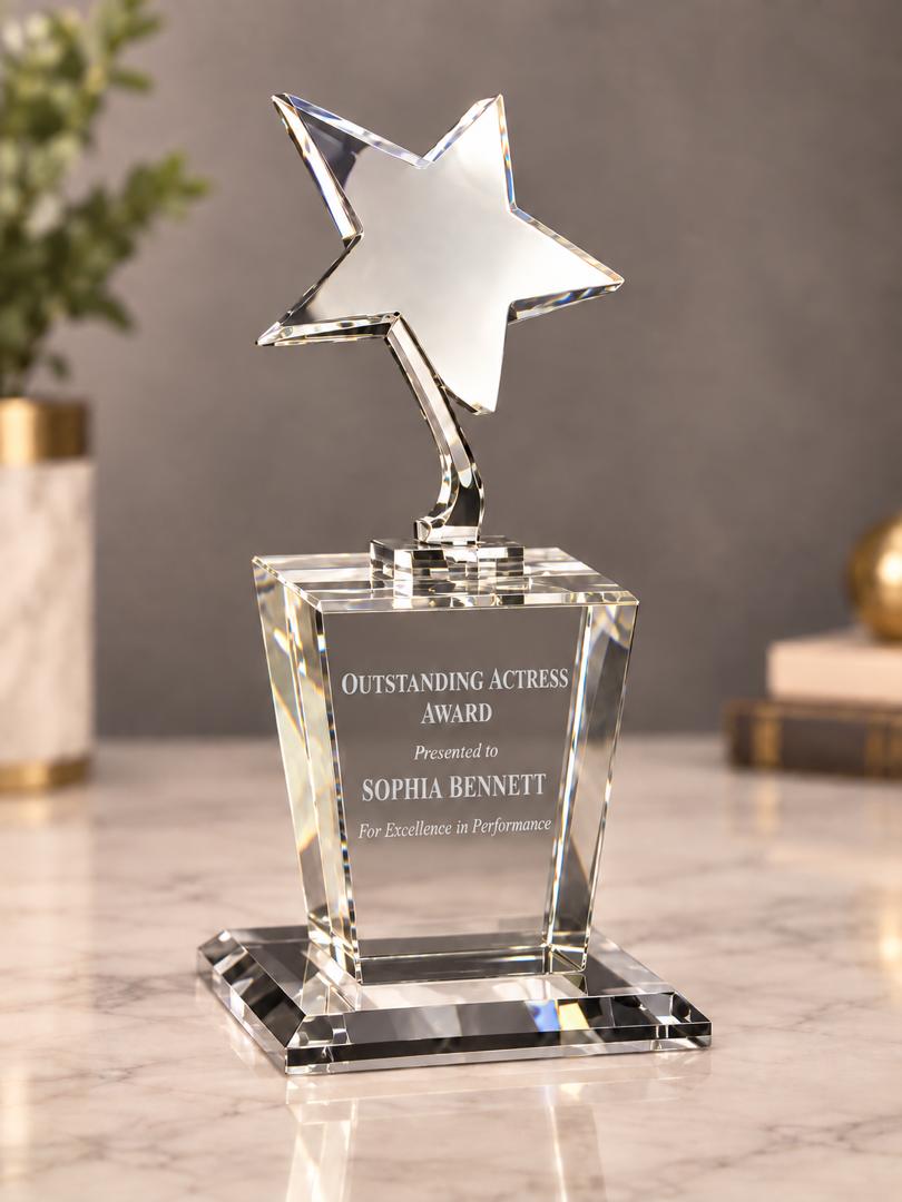 Personalized Crystal Star Award - 4"x8"