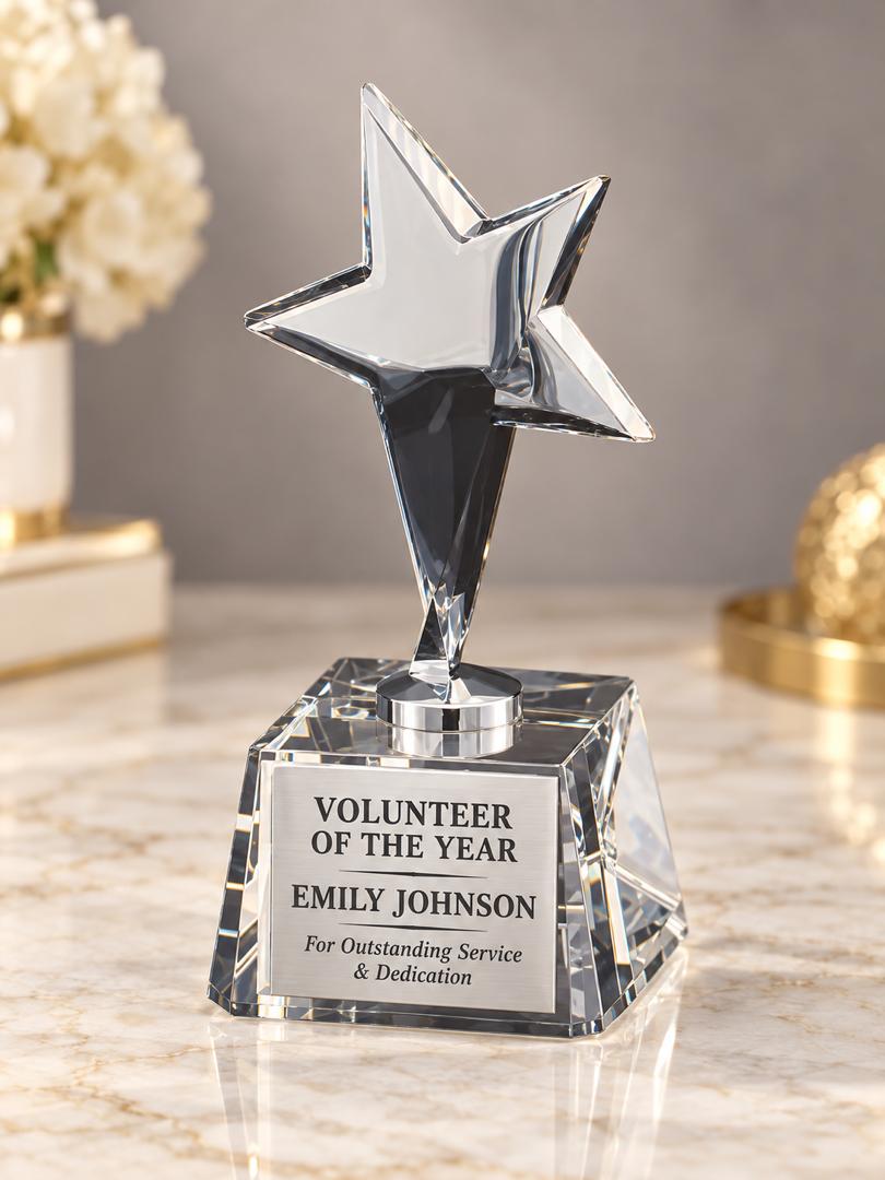 Personalized Crystal Star Trophy - 3"x6"