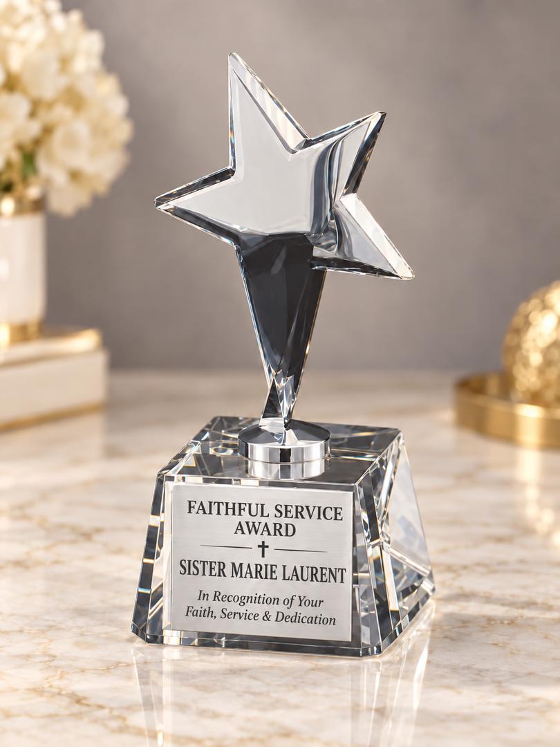 Personalized Crystal Star Trophy - 3"x6"