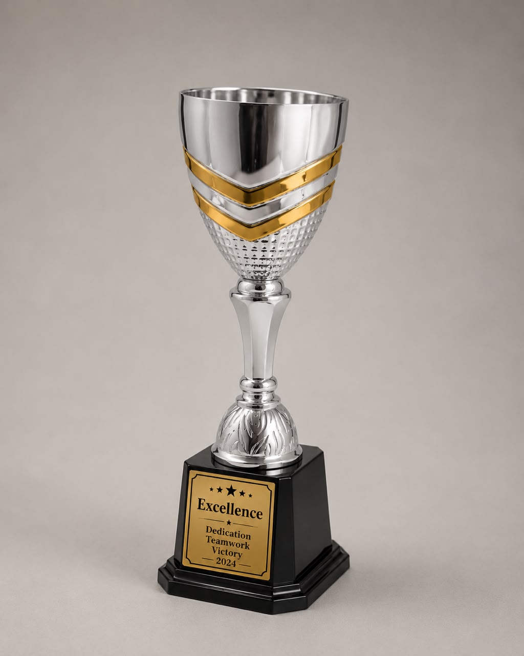 Elegant Silver & Gold Trophy - Free Personalization