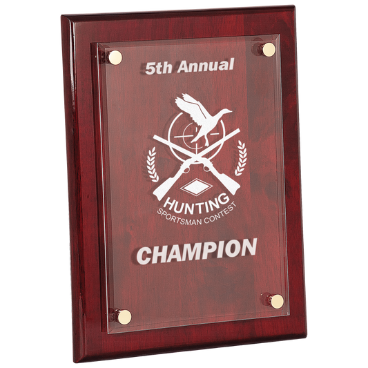 9x12" Wood & Acrylic Recognition Plaque- Laser Engraved FPA2912  Brown
