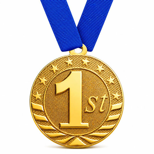 Gold 1st Place Award Medal - 2" with Ribbon