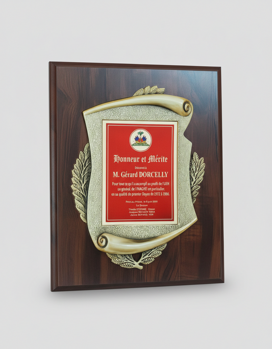 Custom Wooden Frame Plaque - Blue with White Text / 12"x15"