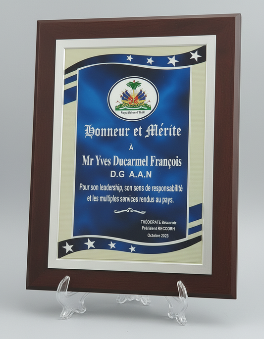 Wooden Plaques with Metal Plate - 10x13"