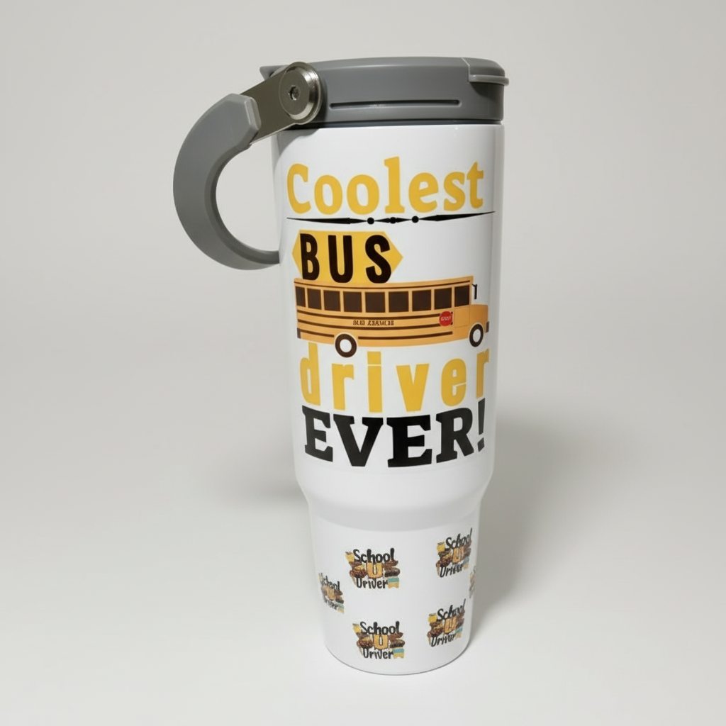 30 oz Custom Tumbler with Handle and Straw Lid