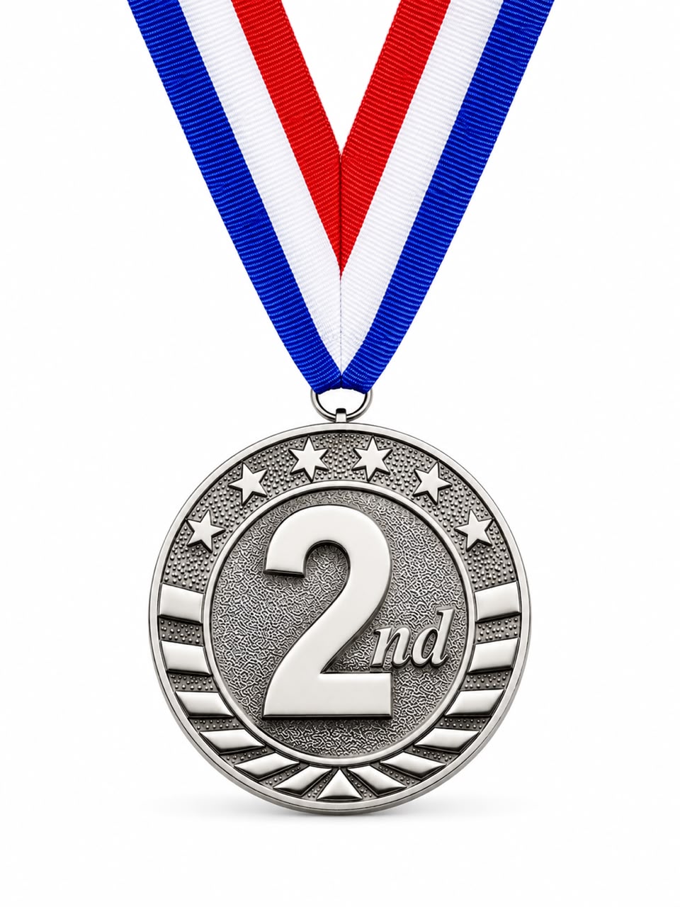 Silver 2nd Place Award Medal - 2" with Choice of Ribbon Color