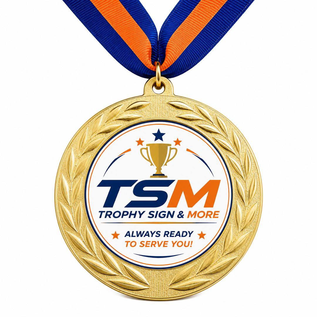 Custom Award Medal with 2" Printable Insert - Personalized Gold Medal with Ribbon