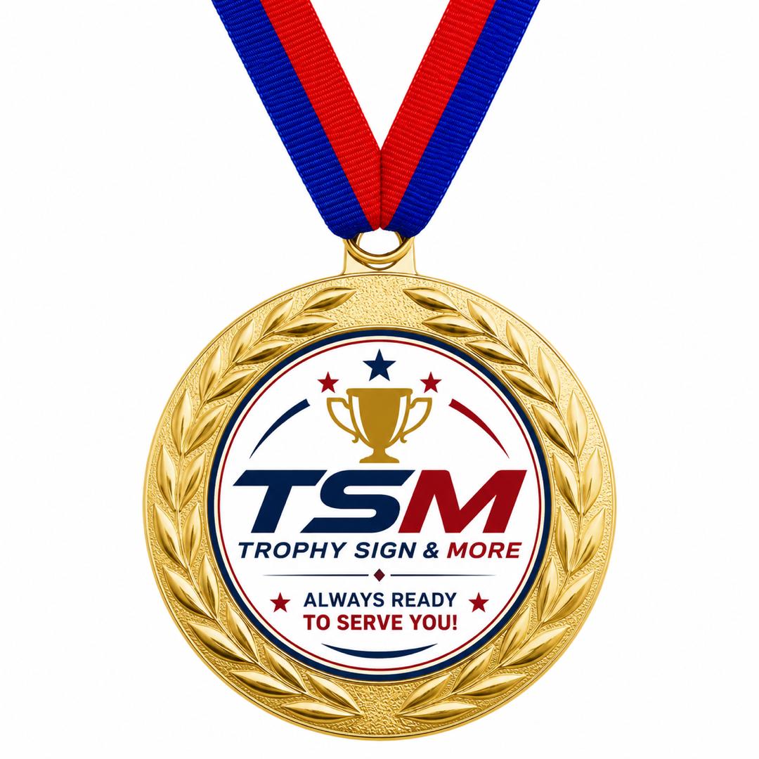 Custom Award Medal with 2" Printable Insert - Personalized Gold Medal with Ribbon