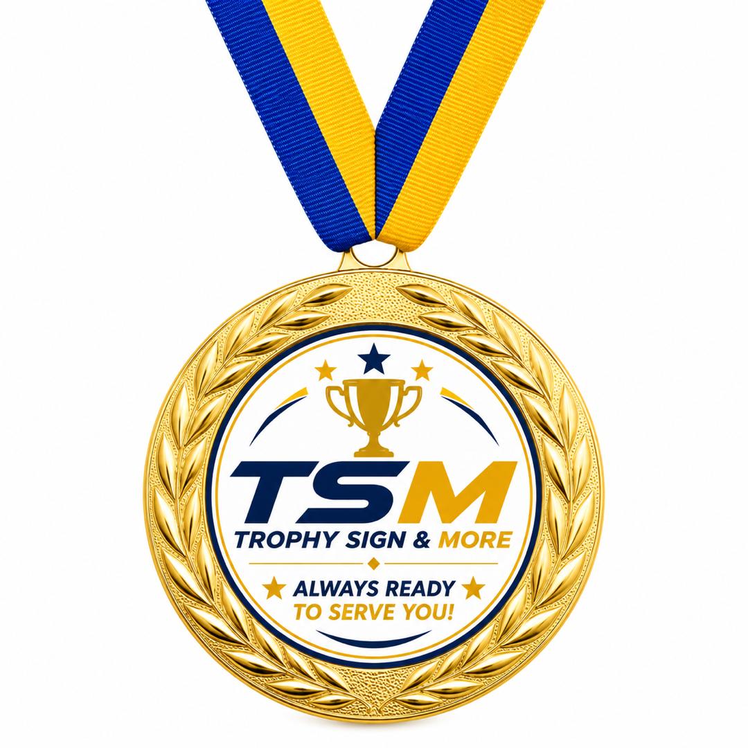 Custom Award Medal with 2" Printable Insert - Personalized Gold Medal with Ribbon