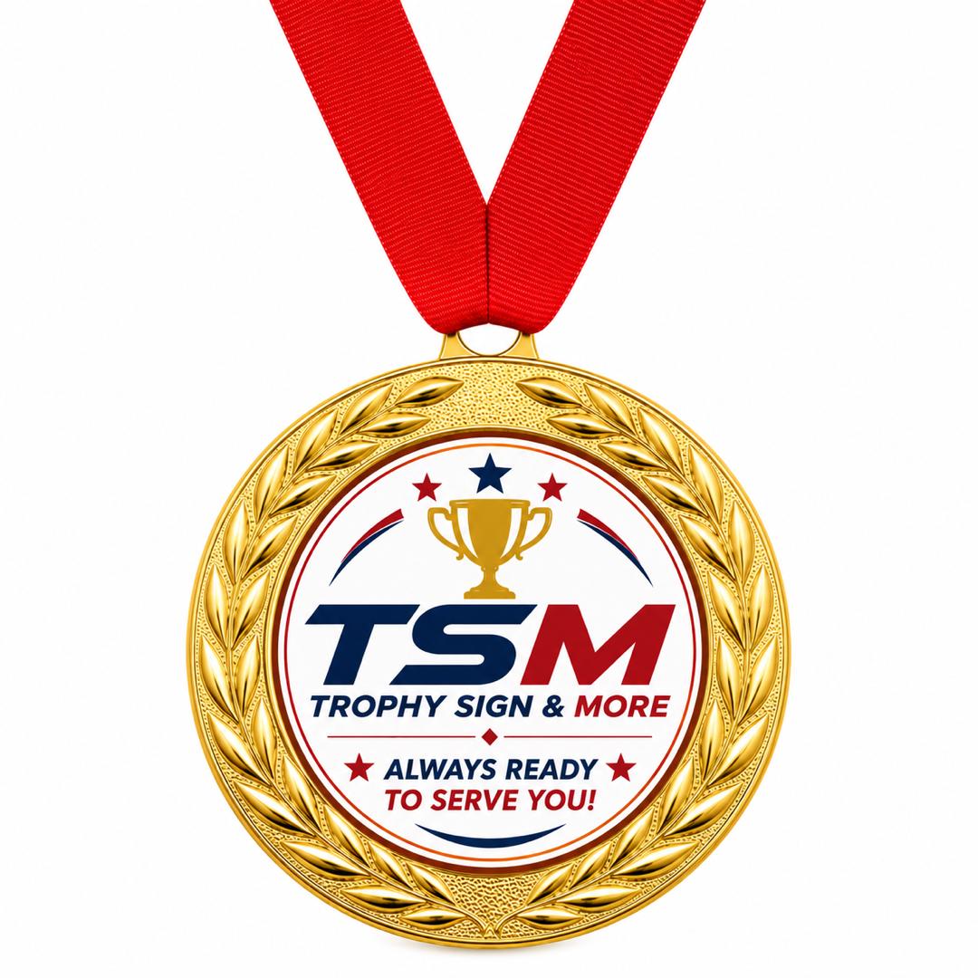 Custom Award Medal with 2" Printable Insert - Personalized Gold Medal with Ribbon