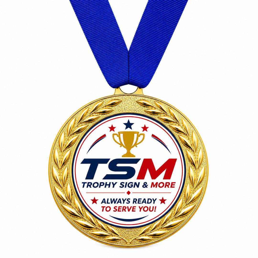 Custom Award Medal with 2" Printable Insert - Personalized Gold Medal with Ribbon