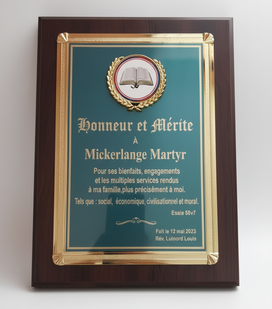 Wooden Plaques With Mini Frame- 9x12 - Royal Blue with White Text