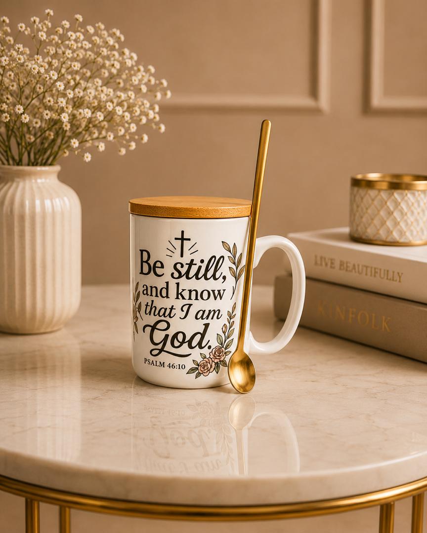Personalized 15 oz Ceramic Mug with Bamboo Lid - Custom Photo, Name, Quote or Bible Verse