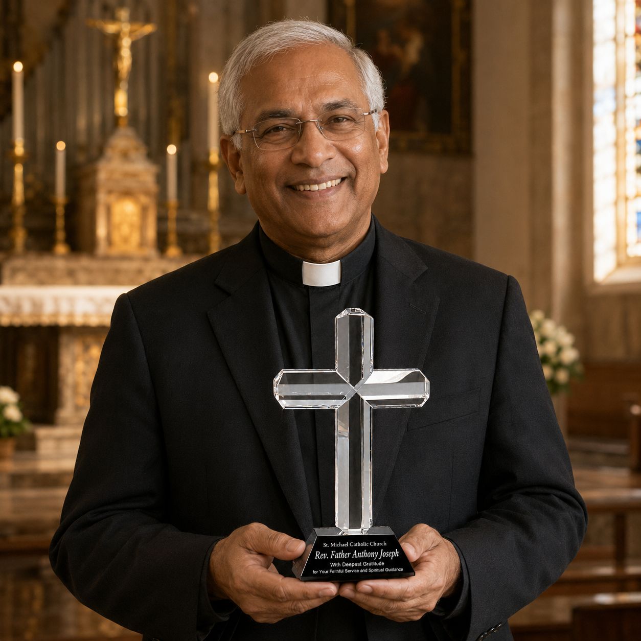 Personalized Crystal Cross Award - 8.5 Inch