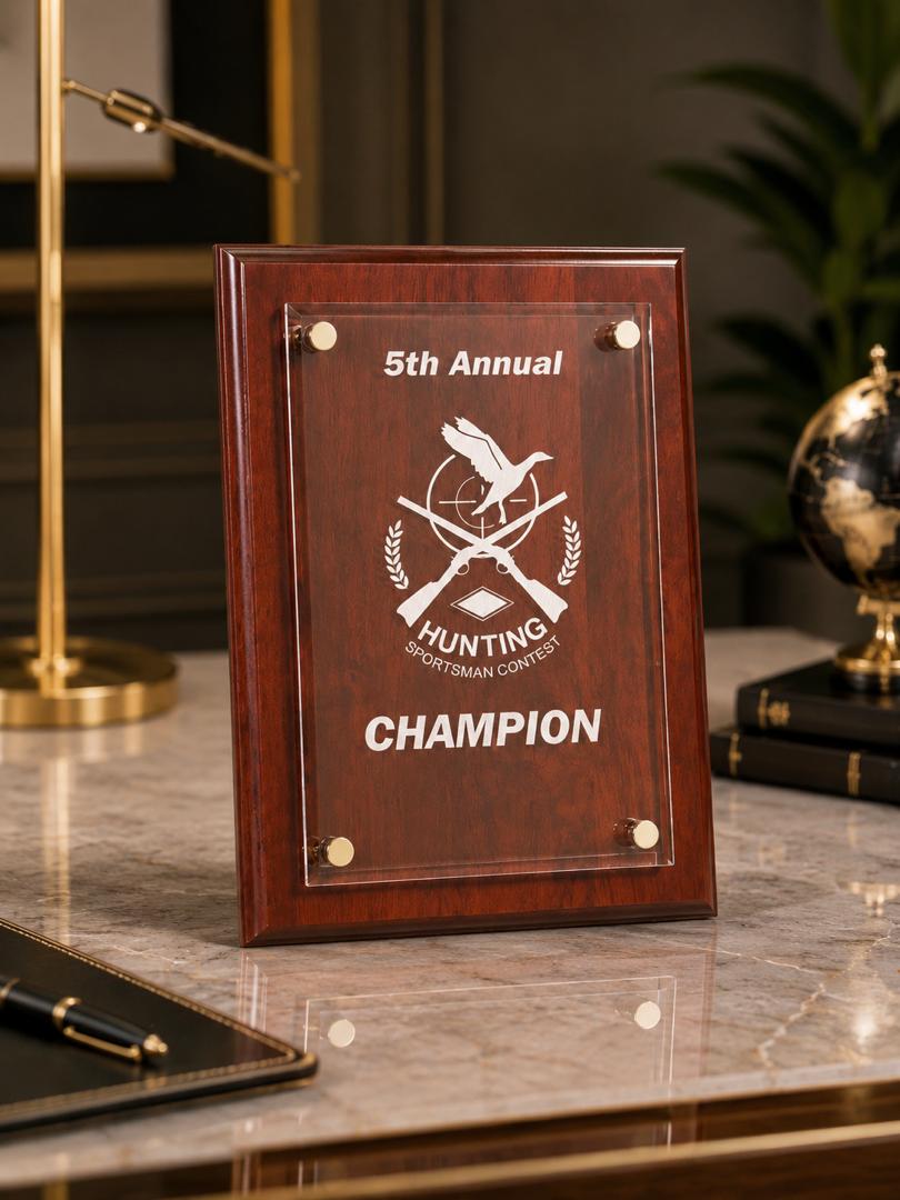 Premium 9"x12" Wood & Acrylic Recognition Plaque- Personalized Laser Engraved Award